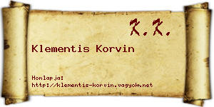 Klementis Korvin névjegykártya